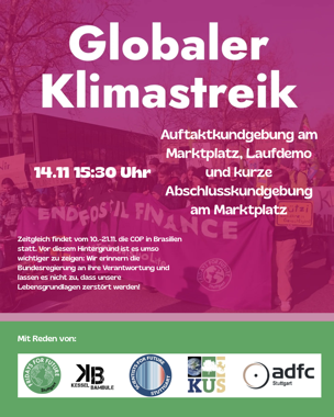 14.11. 15:30 Uhr Marktplatz FridaysforFuture Stuttgart Globaler Klimastreik