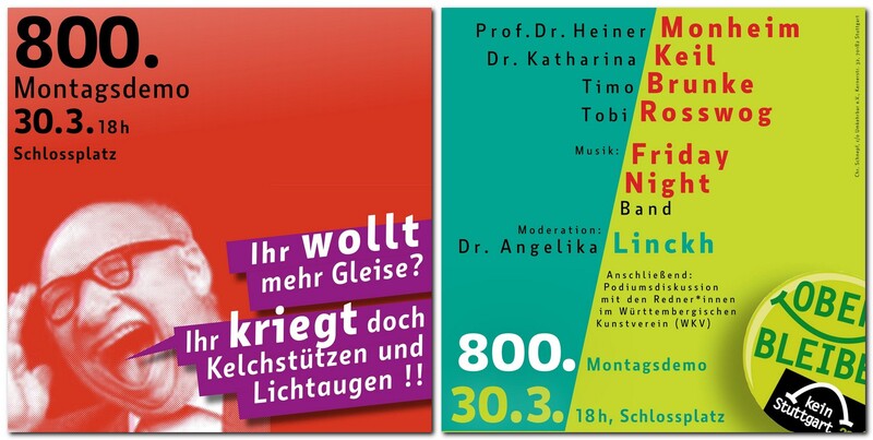 Flyer für die 800. Montagsdemonstration gegen Stuttgart 21