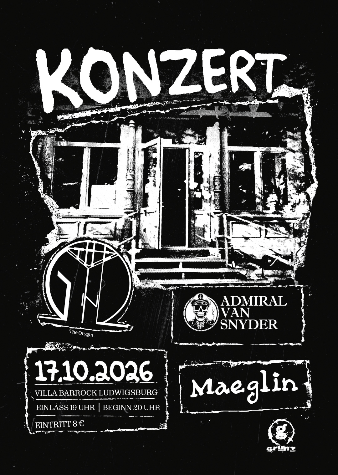 Konzert am 17.10.2026 mit Maeglin, Admiral van Snyder und The Orygin (Poster)